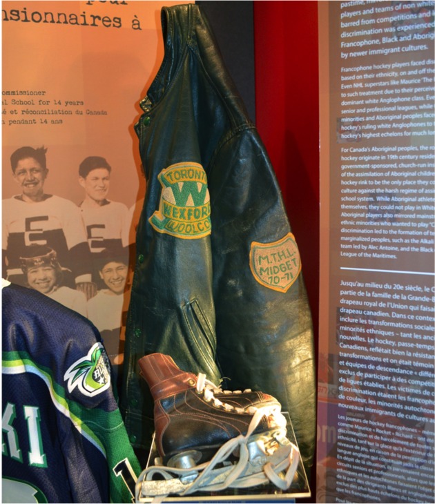 Marson’s first skates from his early years in Scarborough and his Wexford Woolco Midget team jacket from the 1970-71 MTHL season are on display.