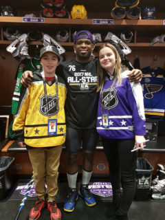 Toronto Royals forward Colton Stothers, wearing the yellow jersey, strikes a pose with P.K. Subban and Tori Dimytruk, a Whitby native, before the NHL All-Star Game in Los Angeles. Subban shared the photo to his more than 900,000 Twitter followers.