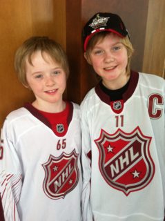 Brandt and Graeme Clarke at the NHL All-Star Game in Ottawa in 2012.